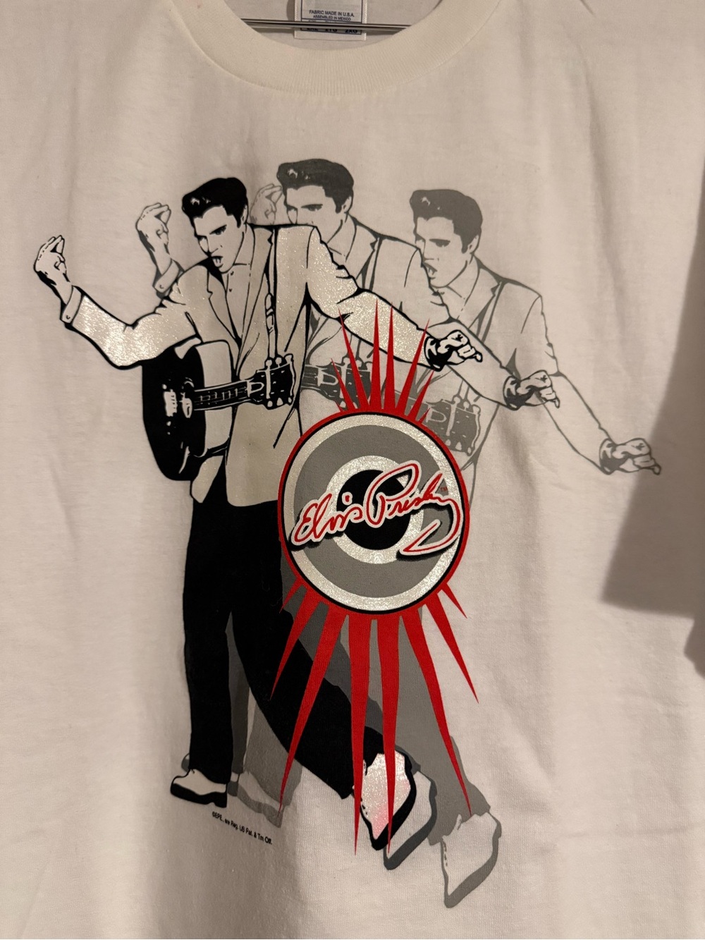 Vintage Y2K Elvis Presley Graphic Tee with Red Accents AAA Tag USA